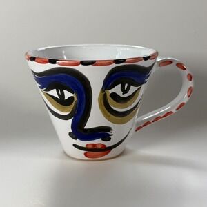 SBERNA DERUTA Italy‎ Starbucks Coffee Mug Hand-Painted Abstract Face Art Ceramic